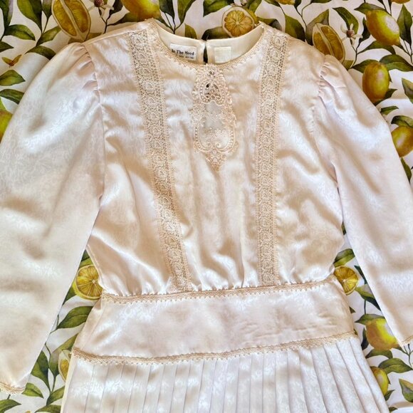 VTG 80s 'Gunne Sax' Style drop waist dress w/ lace details & pleated skirt - Picture 1 of 8